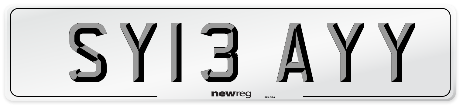SY13 AYY Number Plate from New Reg